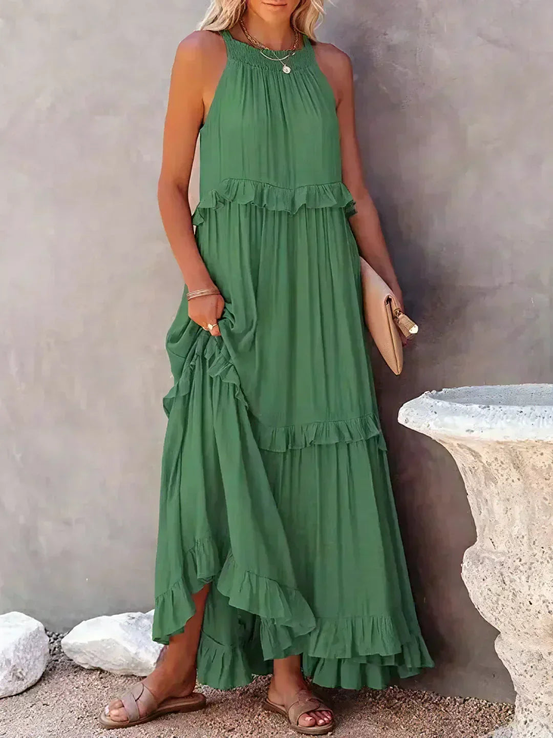Sarah | Halter Maxi Dress with Ruffles (Almost Sold Out)