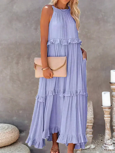 Sarah | Halter Maxi Dress with Ruffles (Almost Sold Out)