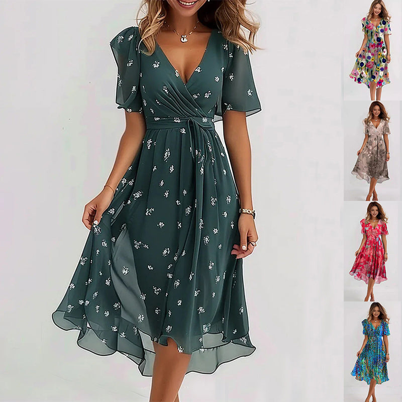 Arianna™ - Lightweight Short Sleeve Dress with Elegant Print