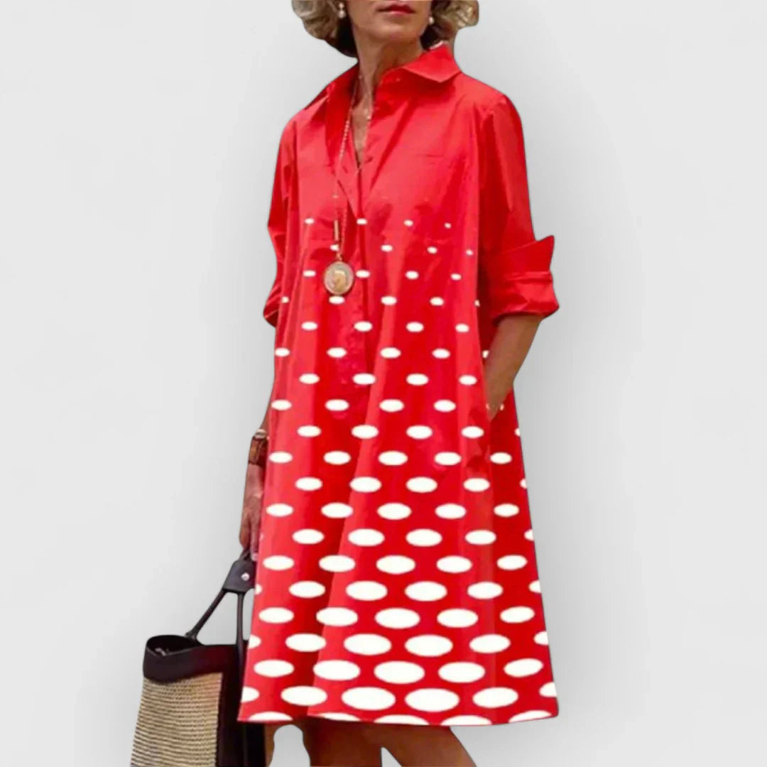 Adelia | Elegant Midi Polka Dot Dress
