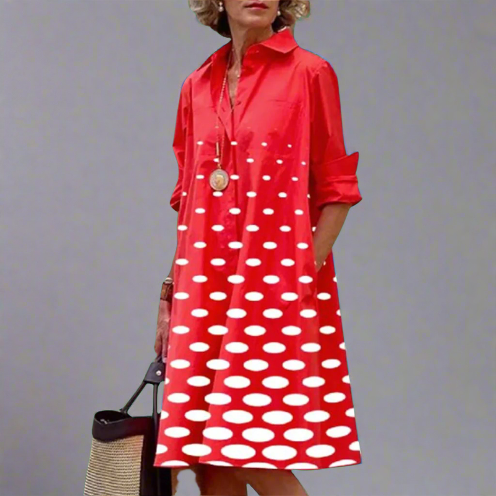 Zosia - Women’s Retro Long Sleeve Pocket Dress