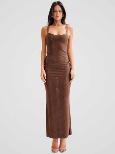 Serena™ | Sequin Maxi Dress with Open Back