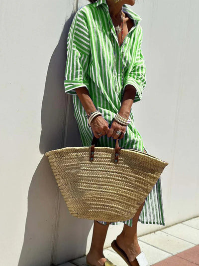 Eliane | Striped Dress with Collar