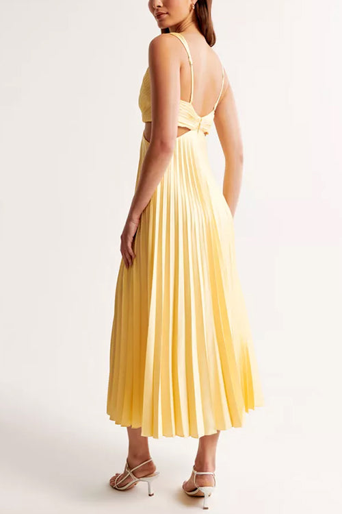 Allanah™ | Long Pleated Dress with Cut-Out