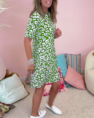 Viaro™ | Printed Dress, V-Neck and Pockets
