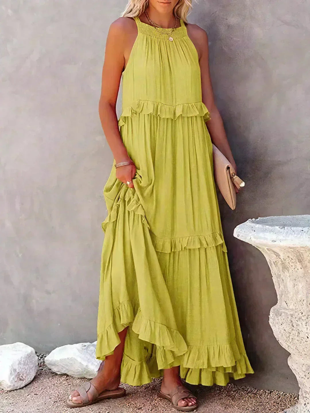 Sarah | Halter Maxi Dress with Ruffles (Almost Sold Out)