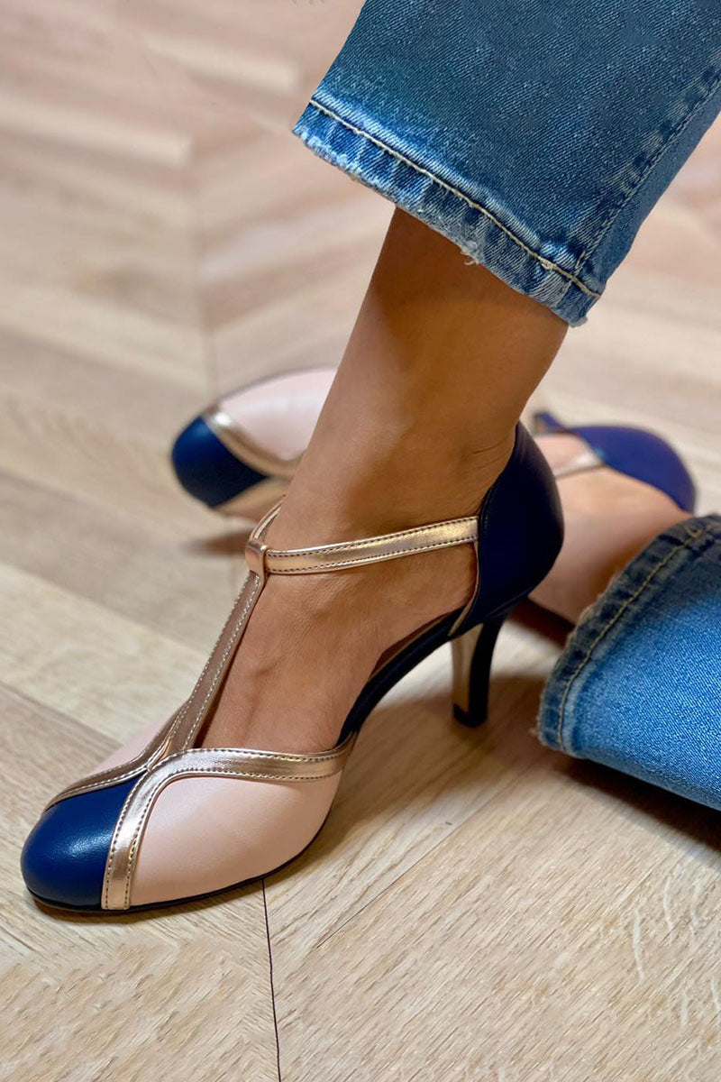 Alessia™ | Colourful and Comfortable T-strap Pumps with Round Toe