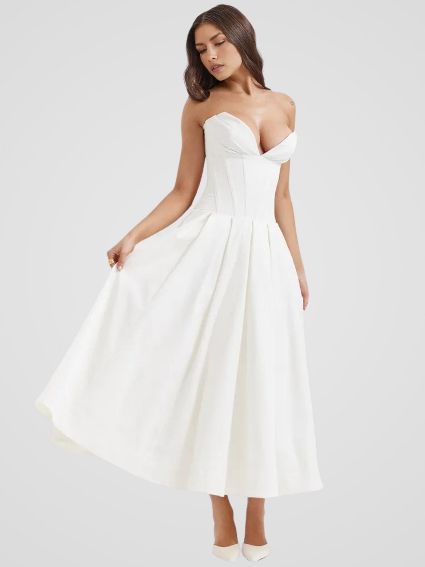 Auriane™ | Strapless midi dress with corset top
