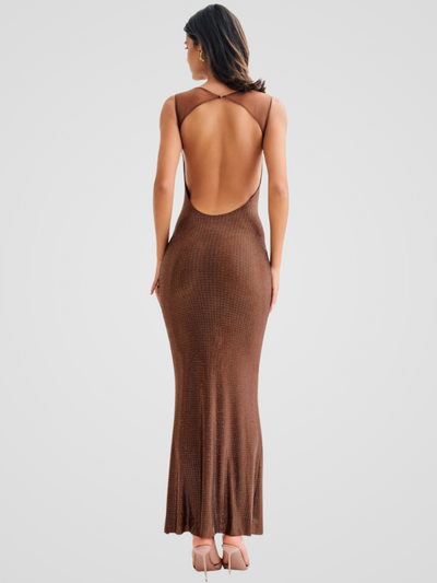 Serena™ | Sequin Maxi Dress with Open Back