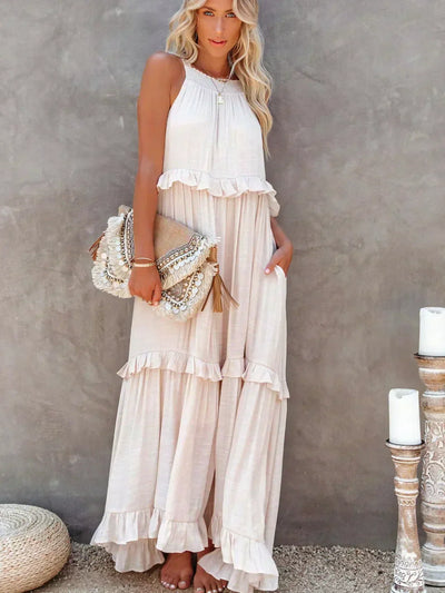 Sarah | Halter Maxi Dress with Ruffles (Almost Sold Out)