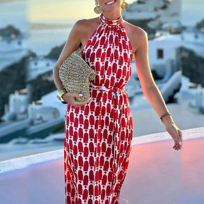 Abigail™ - Halterneck Beach Print Dress