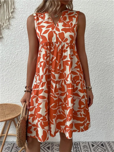 Allegra - Summer Dress with Leaf Print