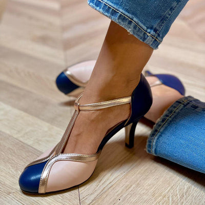 Alessia™ | Colourful and Comfortable T-strap Pumps with Round Toe
