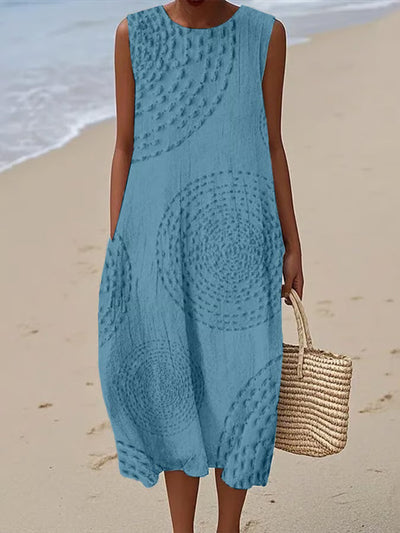 Maelle | Long Sleeveless Dress with Textured Pattern