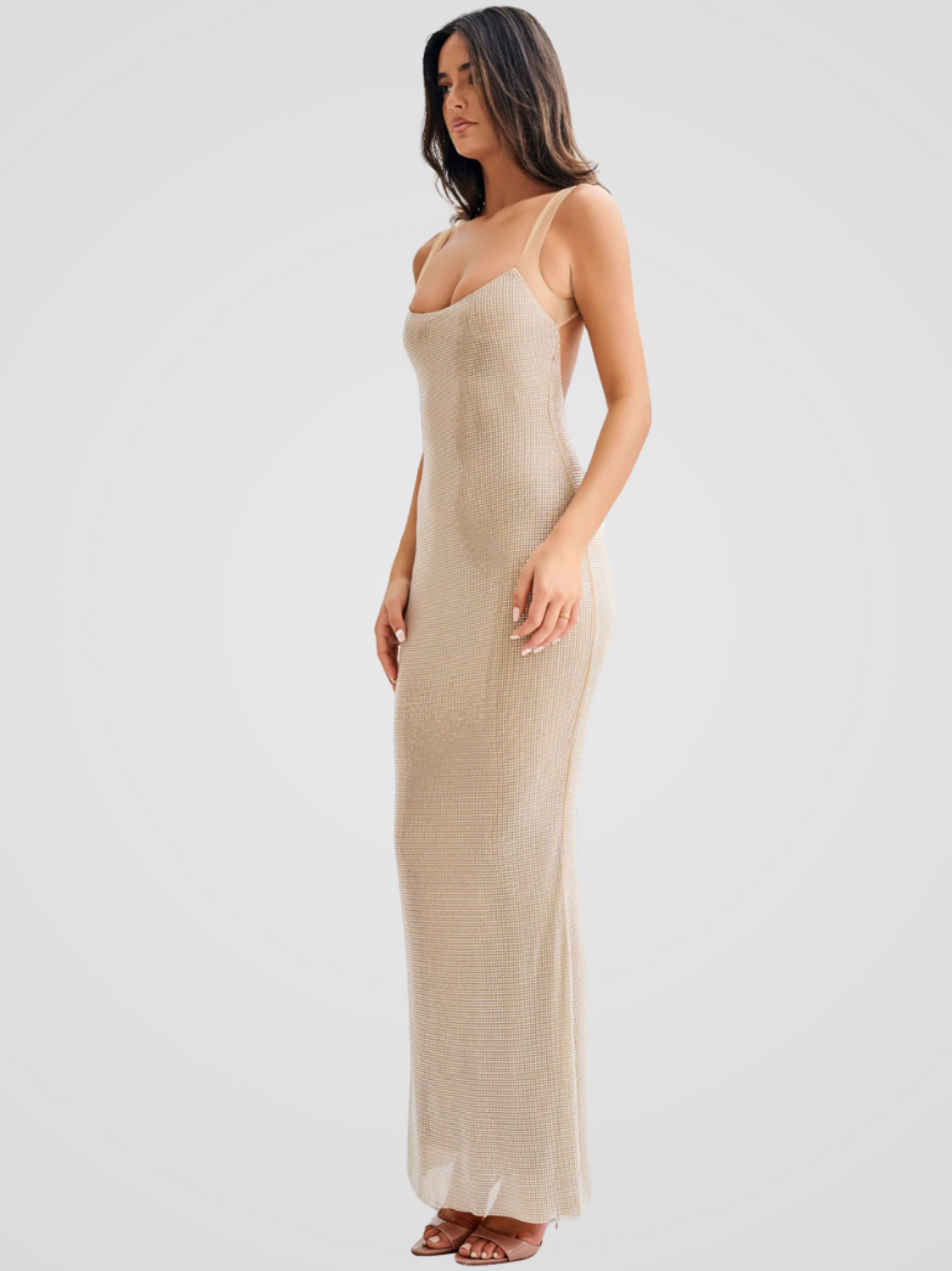 Serena™ | Sequin Maxi Dress with Open Back