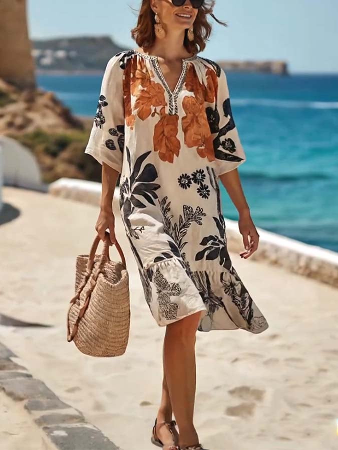 Women'S Casual Loose Printed Dress
