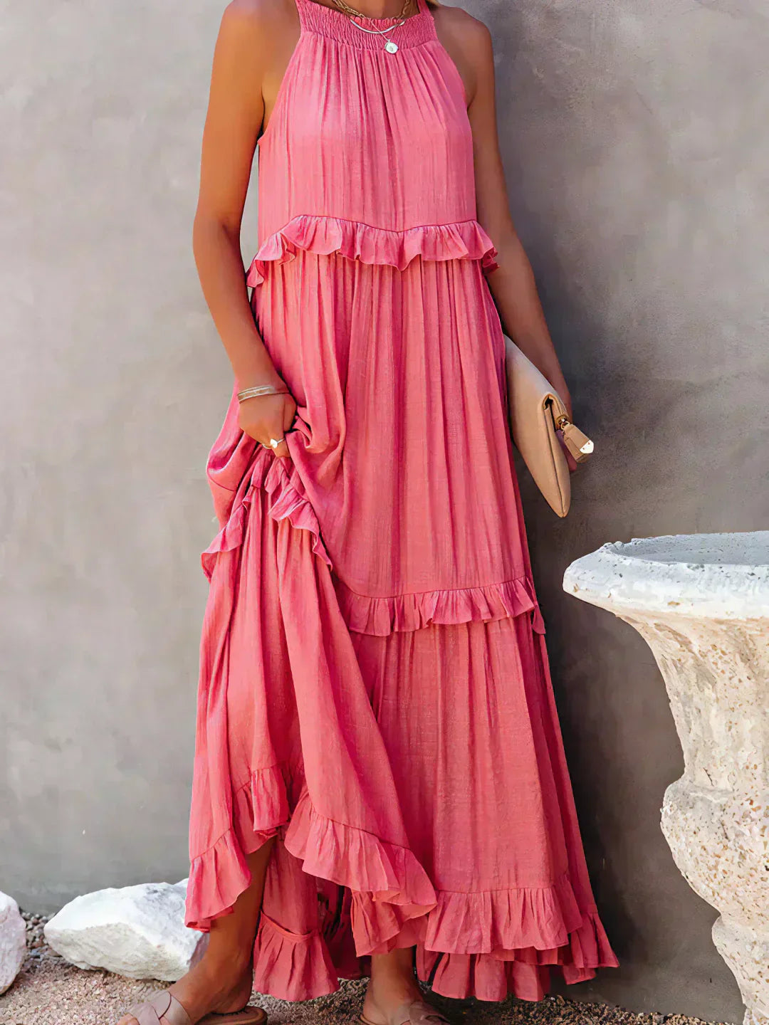 Sarah | Halter Maxi Dress with Ruffles (Almost Sold Out)