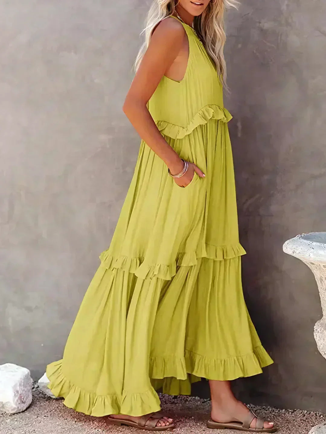 Sarah | Halter Maxi Dress with Ruffles (Almost Sold Out)
