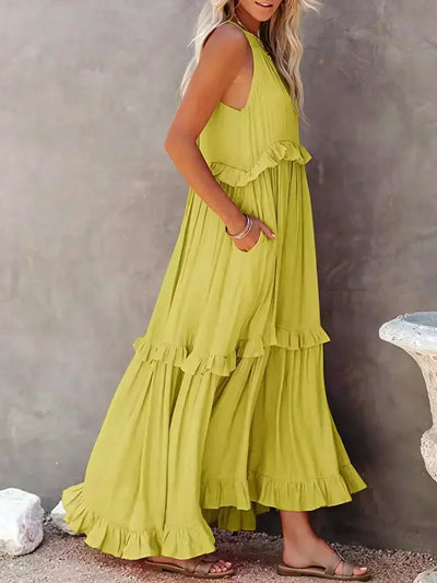 Sarah | Halter Maxi Dress with Ruffles (Almost Sold Out)