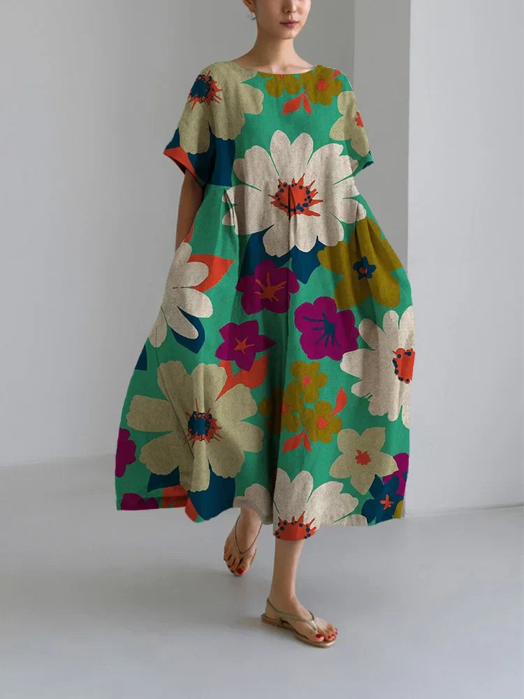 Vittoria | Midi floral dress with a bold style and lightweight comfort for energetic days