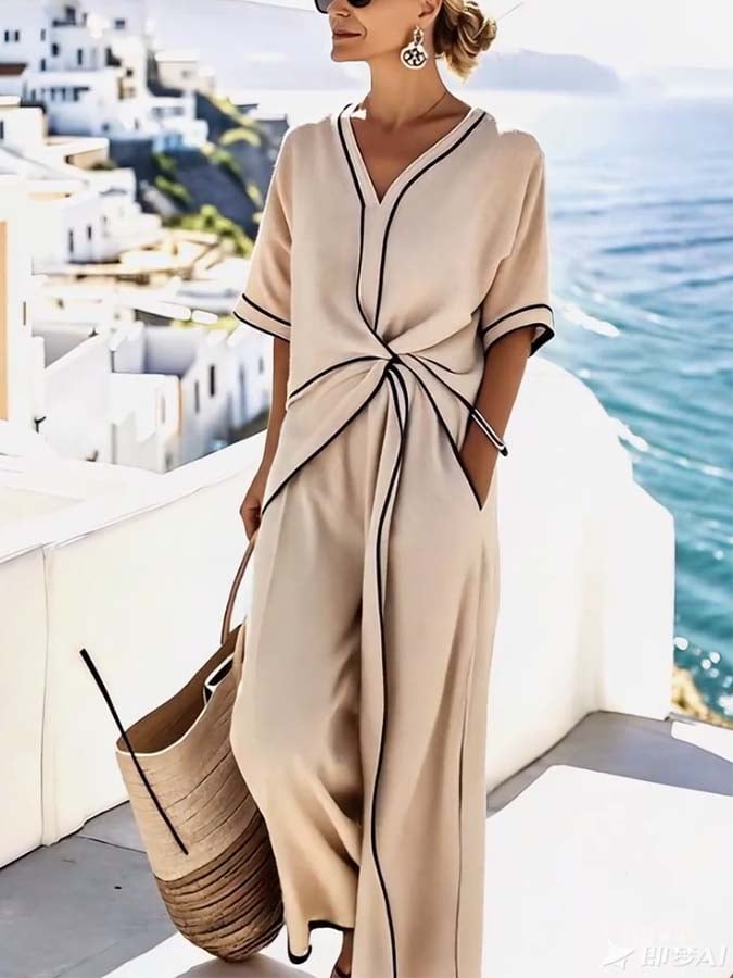 Women'S Loose Striped Feature Wide Leg Jumpsuit