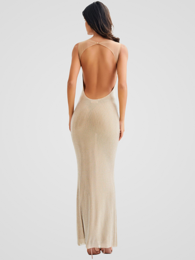 Serena™ | Sequin Maxi Dress with Open Back