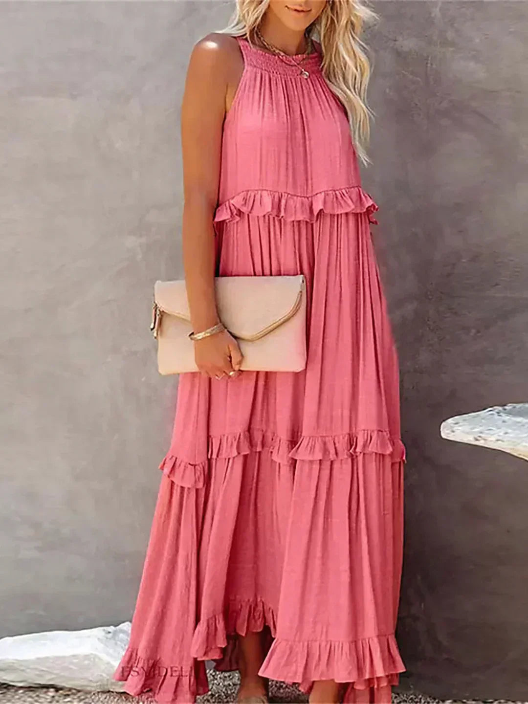 Sarah | Halter Maxi Dress with Ruffles (Almost Sold Out)