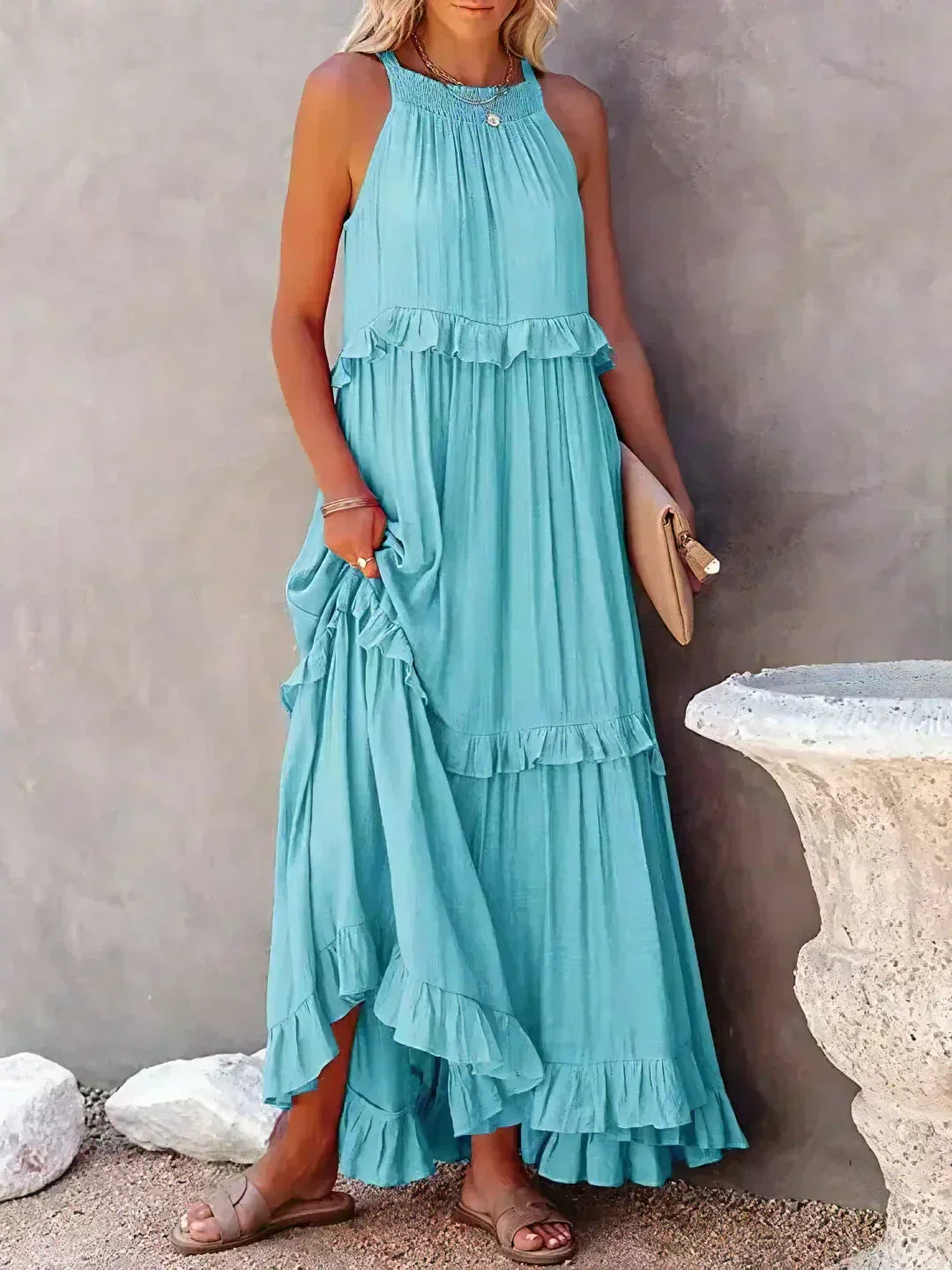 Sarah | Halter Maxi Dress with Ruffles (Almost Sold Out)