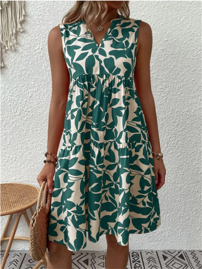 Allegra - Summer Dress with Leaf Print