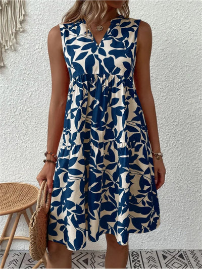 Allegra - Summer Dress with Leaf Print