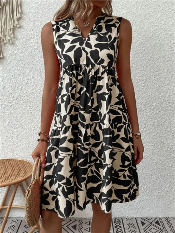 Allegra - Summer Dress with Leaf Print