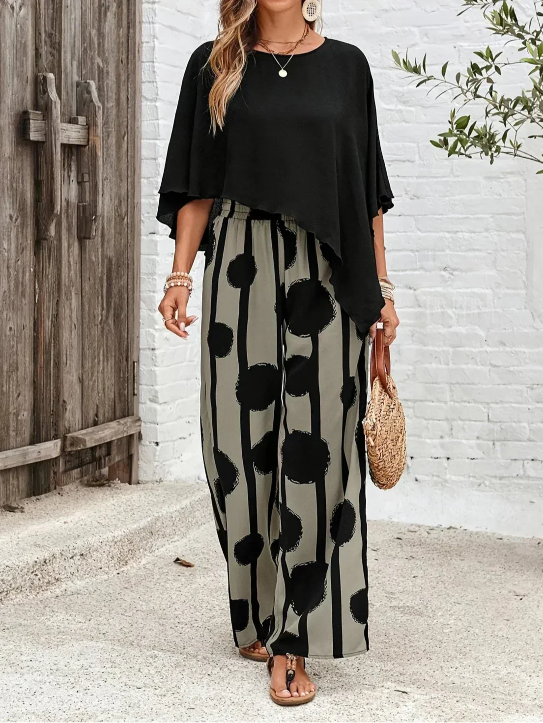 Sana - Comfortable Elastic Waist Two-Piece Set