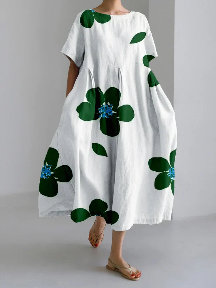 CATHERINE | Long summer dress with bright flowers and soft comfort for sunny days