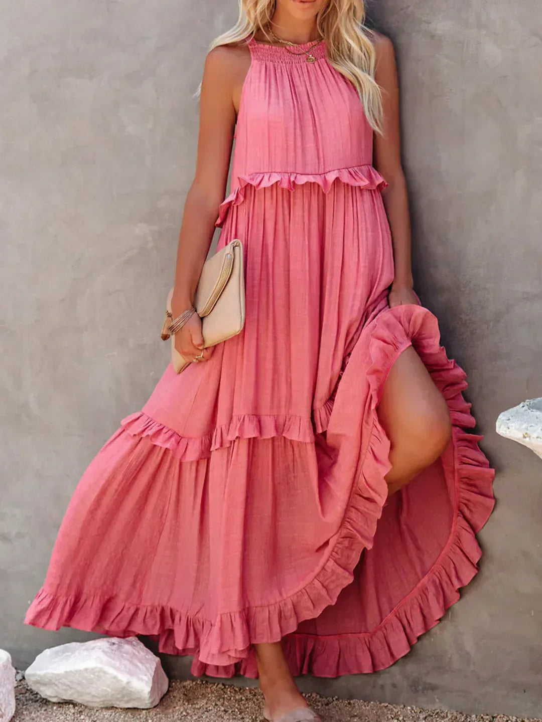 Sarah | Halter Maxi Dress with Ruffles (Almost Sold Out)
