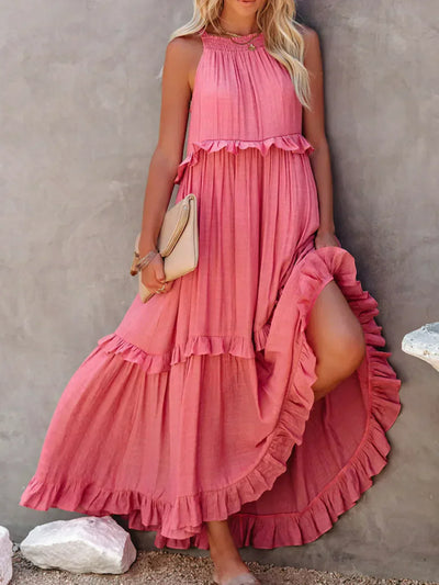 Sarah | Halter Maxi Dress with Ruffles (Almost Sold Out)