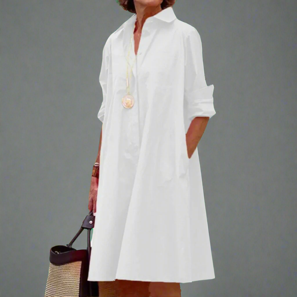 Tove - Women’s Solid Colour Long Sleeve Midi Dress