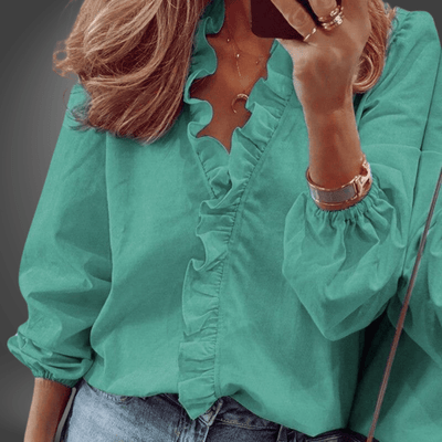 Tania Ruffled Cotton Blouse