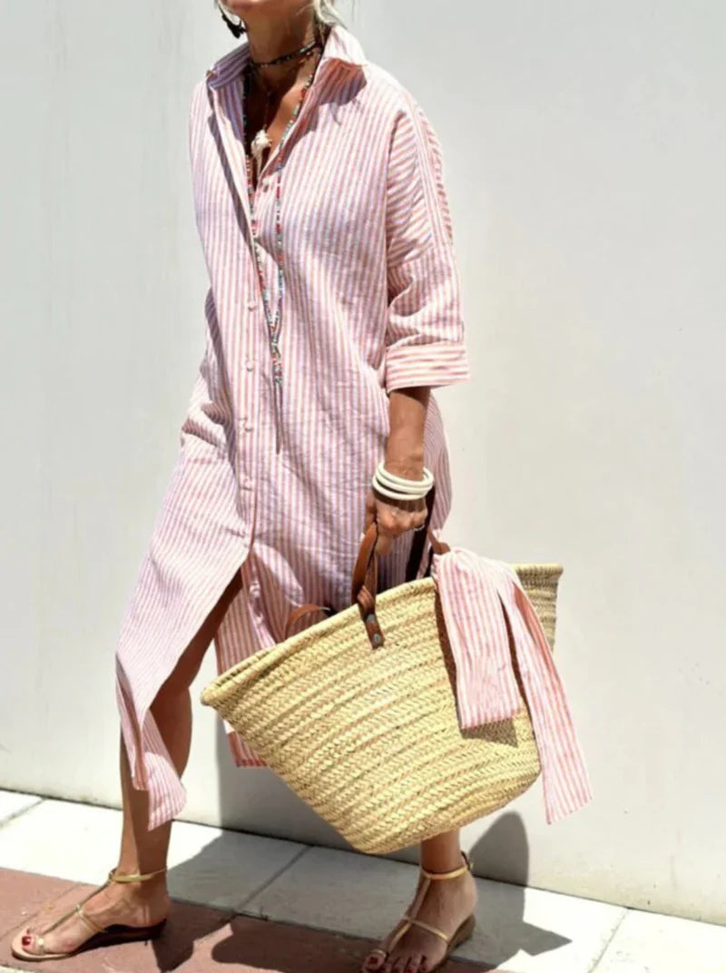 Eliane | Striped Dress with Collar