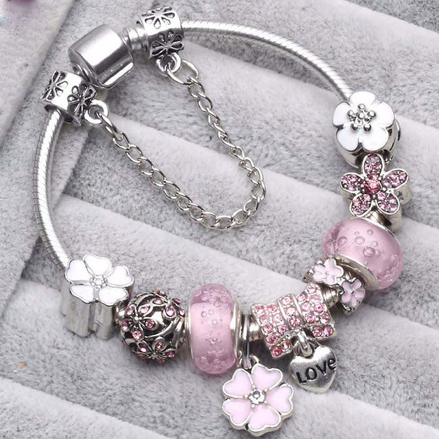 Vintage Pink Silver Bracelets