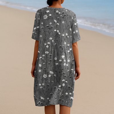 NOÉMIE | Grey Dress with White Flowers