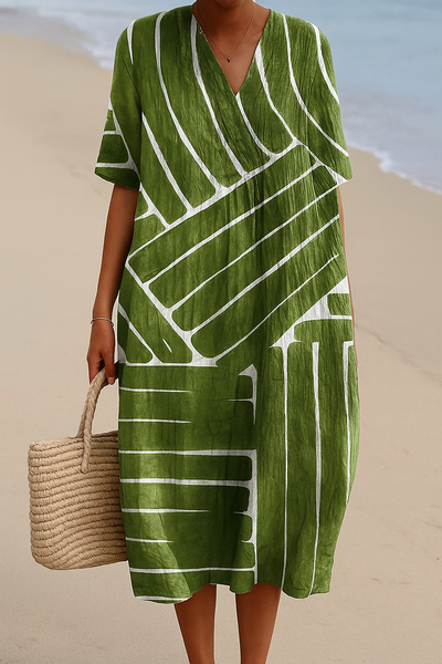 Yana | Green Geometric Pattern Dress