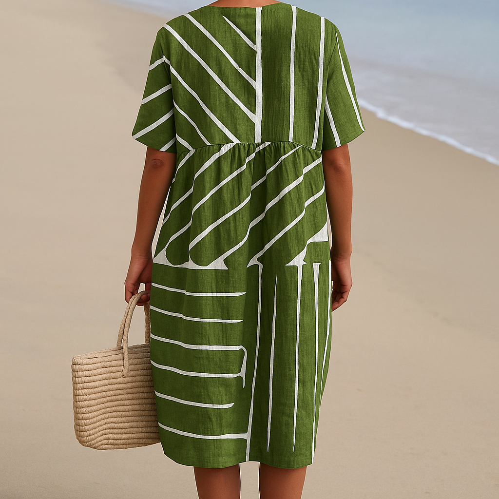 Yana | Green Geometric Pattern Dress