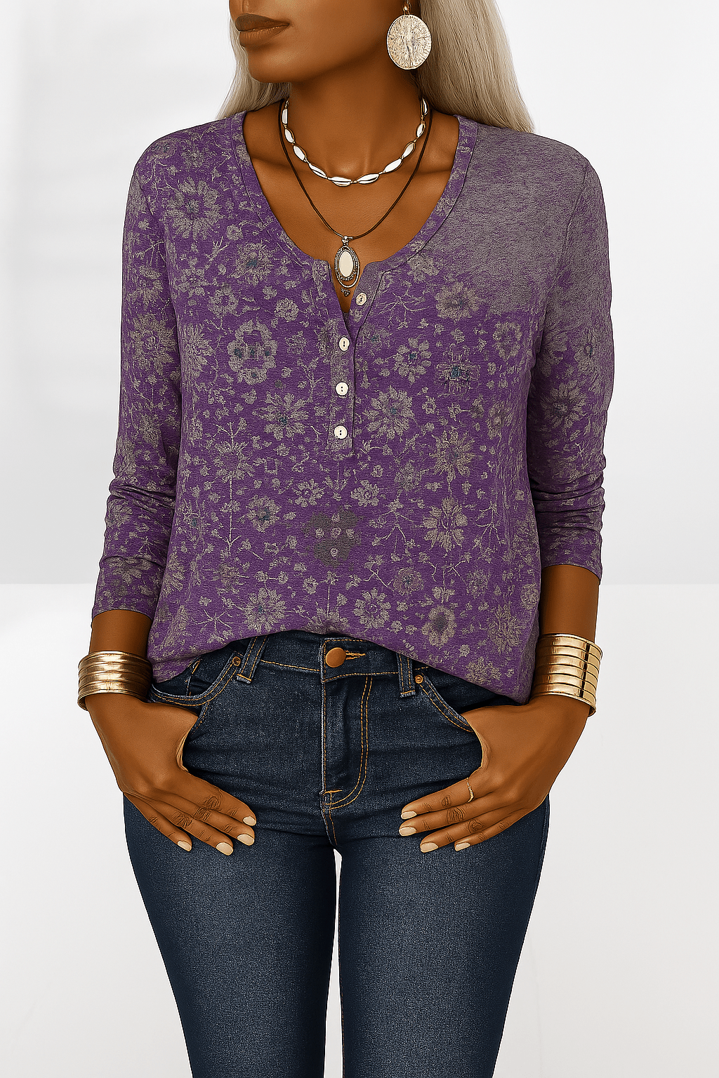 Nayla Vintage Henley Top