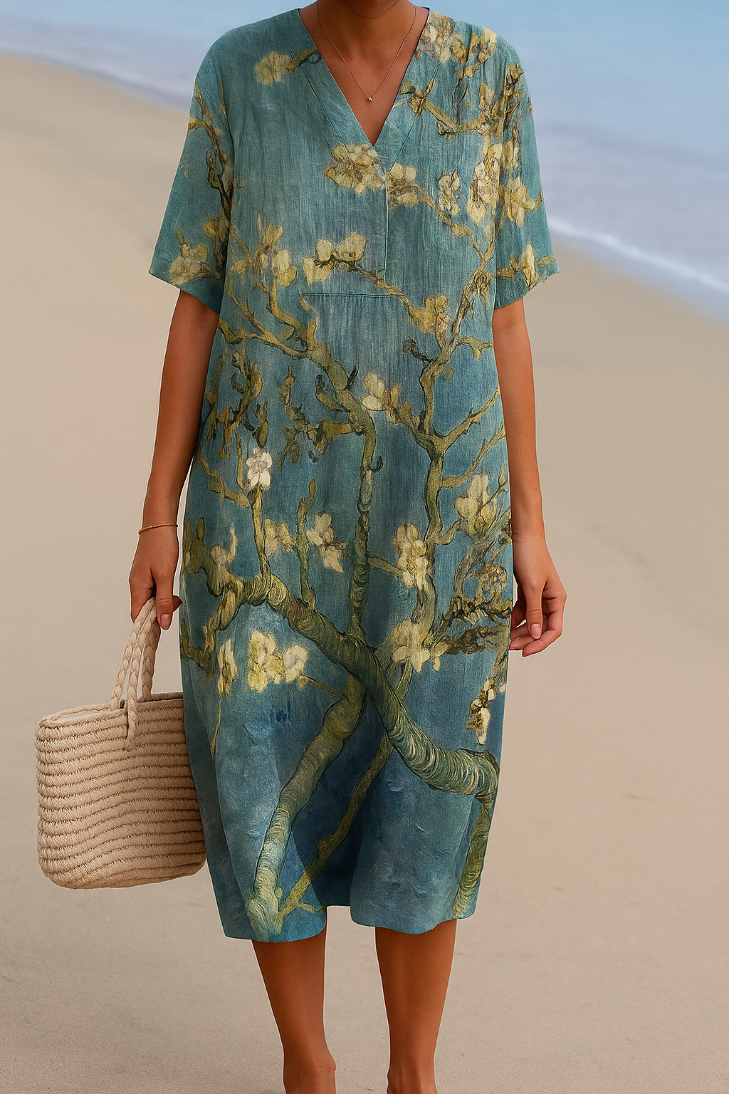 ALMONDE | Teal Floral Print Dress