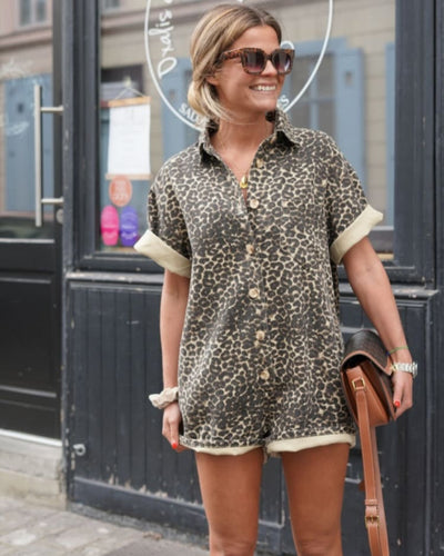 Sienna | Leopard Zip Romper