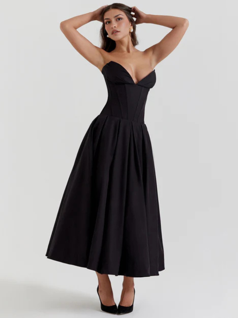 Auriane™ | Strapless midi dress with corset top