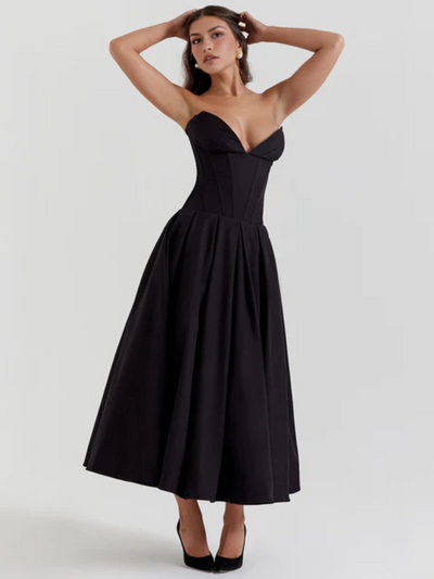 Auriane™ | Strapless midi dress with corset top
