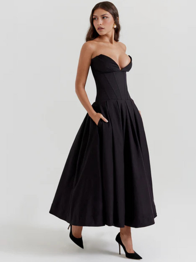 Auriane™ | Strapless midi dress with corset top