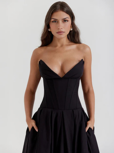 Auriane™ | Strapless midi dress with corset top