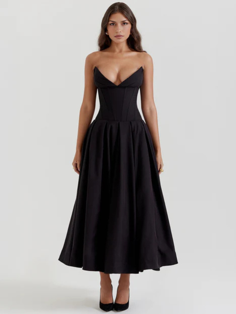 Auriane™ | Strapless midi dress with corset top